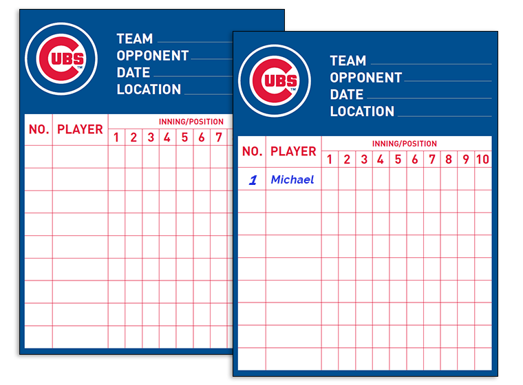 Youth Baseball Printable Baseball Lineup Cards / Ballcharts Baseball